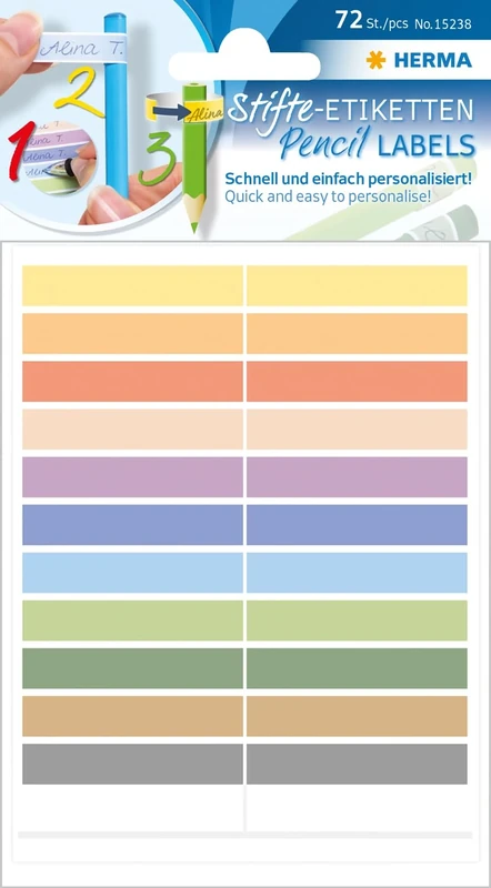 HERMA 15238 Pen Labels for Children (10 x 46 mm, 3900 Name Stickers, Matte) Self-Adhesive Permanent Adhesive Stickers for Pens, Rulers, School, Nursery, Pencil Case, Colourful - Image 1