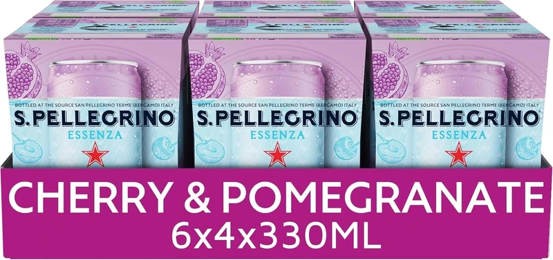 San Pellegrino Essenza Sparkling Water Cherry & Pomegranate Lightly Flavoured 24x330ml