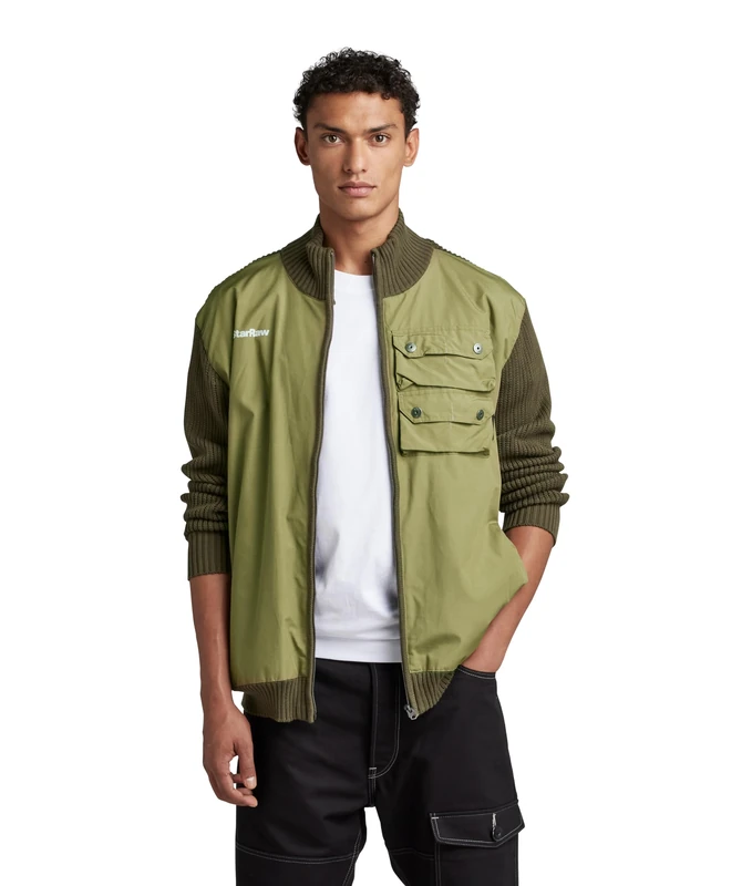 G-Star Men's Swiss Army Woven Full Zip Knit, Green (shadow olive D22807-C560-B230), M