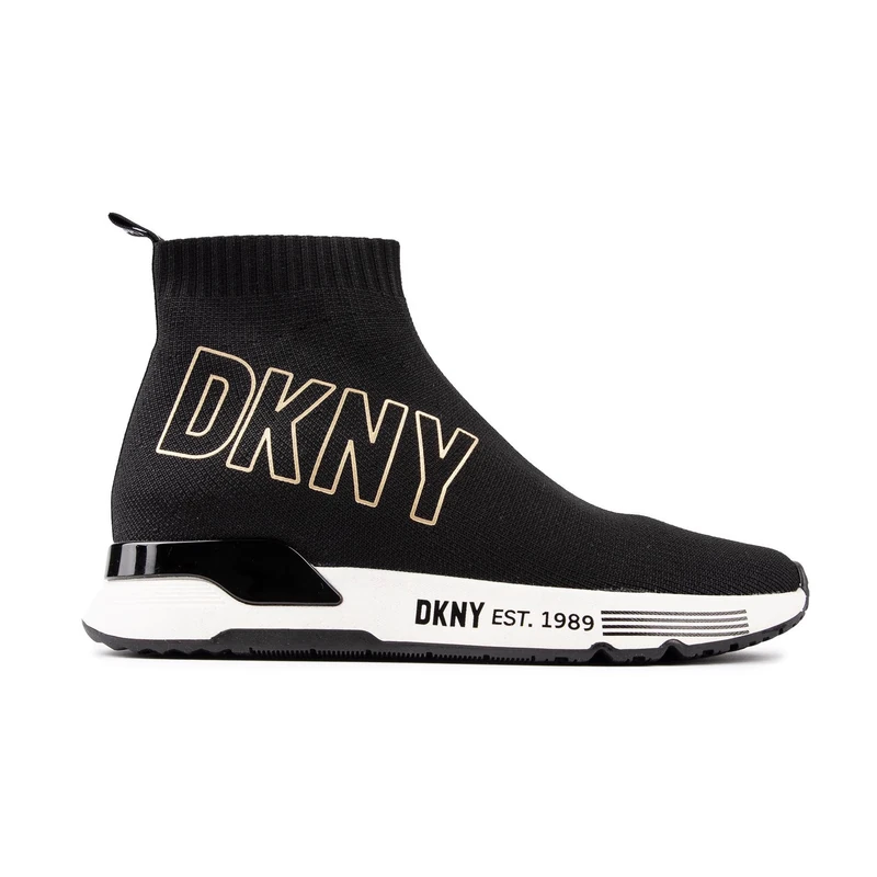 DKNY Women's Nona Sock Slip on Sneaker, Blk/Gold, 3 UK - Image 1
