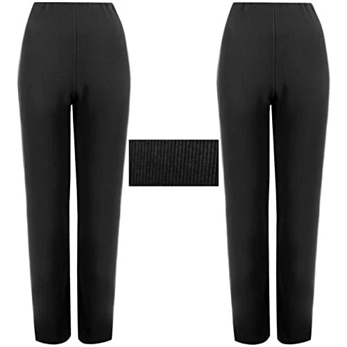 Cotton Works 2-Pack Women's Leg Trousers - Soft Stretch, Elastic Waist