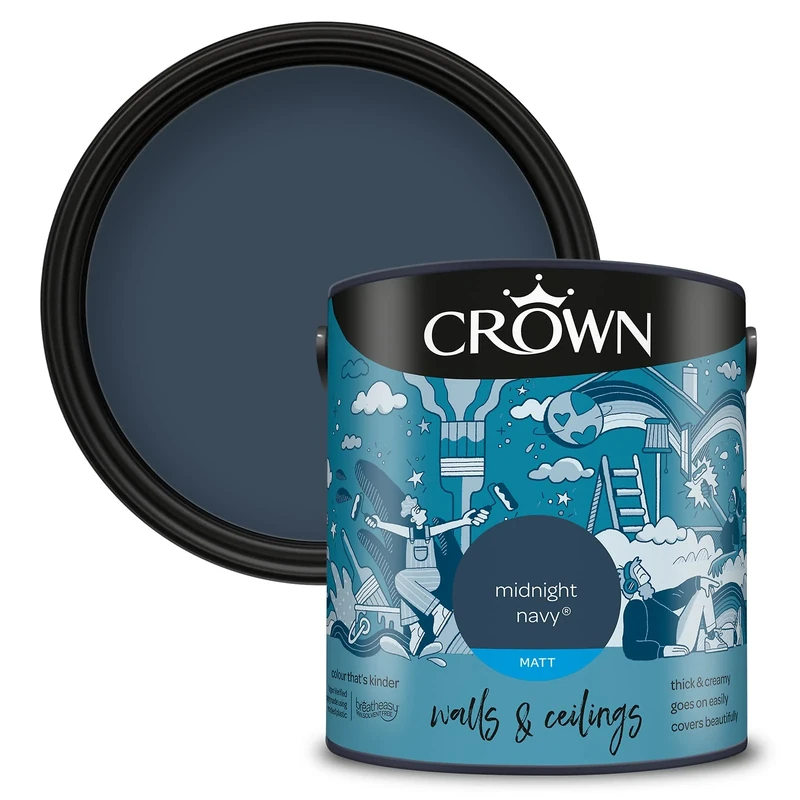 Crown Walls and Ceilings Matt Emulsion 2.5L - Midnight Navy