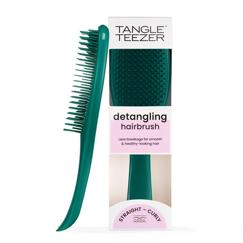 Tangle Teezer The Ultimate Detangler Hairbrush | For Wet & Dry Hair | Detangles All Hair Types | Reduces Breakage, Eliminates Knots | Two-Tiered Teeth & Comfortable Handle |Green Jungle