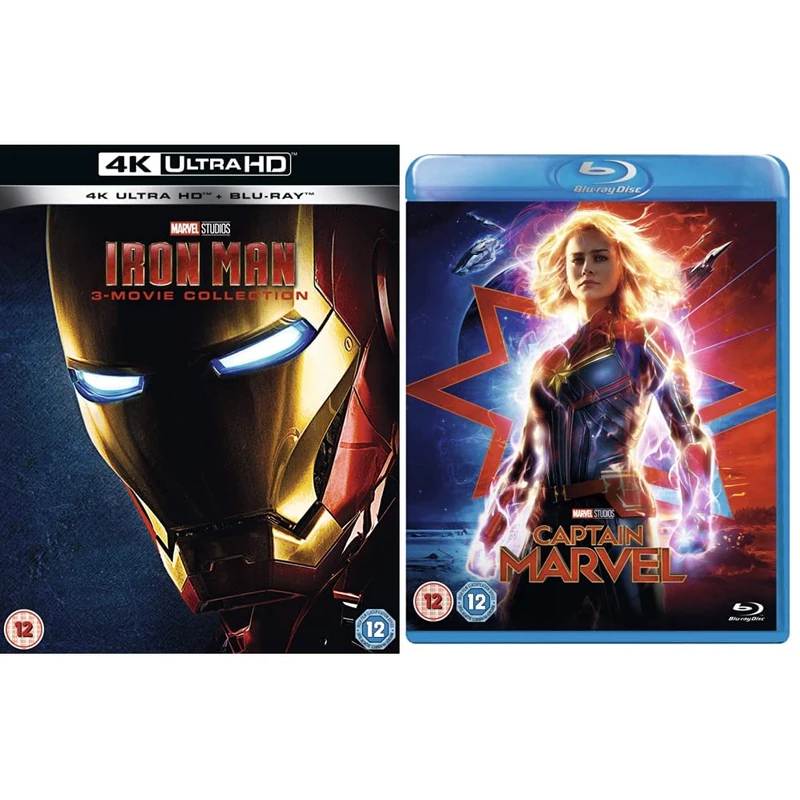 Iron Man 4K Ultra-HD Trilogy [Blu-ray] [2019] [Region Free] & Marvel Studios Captain Marvel [Blu-ray] [2019] [Region A & B & C]