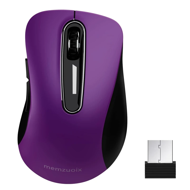 memzuoix 2.4G Wireless Mouse, 1400 DPI Mobile Optical Cordless with USB Receiver, Portable Computer Mice Wireless Mouse for Laptop, PC, Desktop, MacBook, 5 Buttons (Purple)