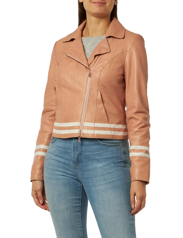 Freaky Nation Women's Look Bright-fn Leather Jacket, Rose Smoke, S