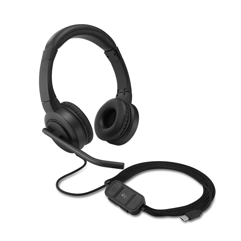 Kensington H1000 USB-C On-Ear Headset, Ultra Comfortable Professional Wired HD Audio Computer Headphone Device with Noise-Canceling Microphone, LEDs & 40mm Drivers, Universal Plug & Play (K83450WW)