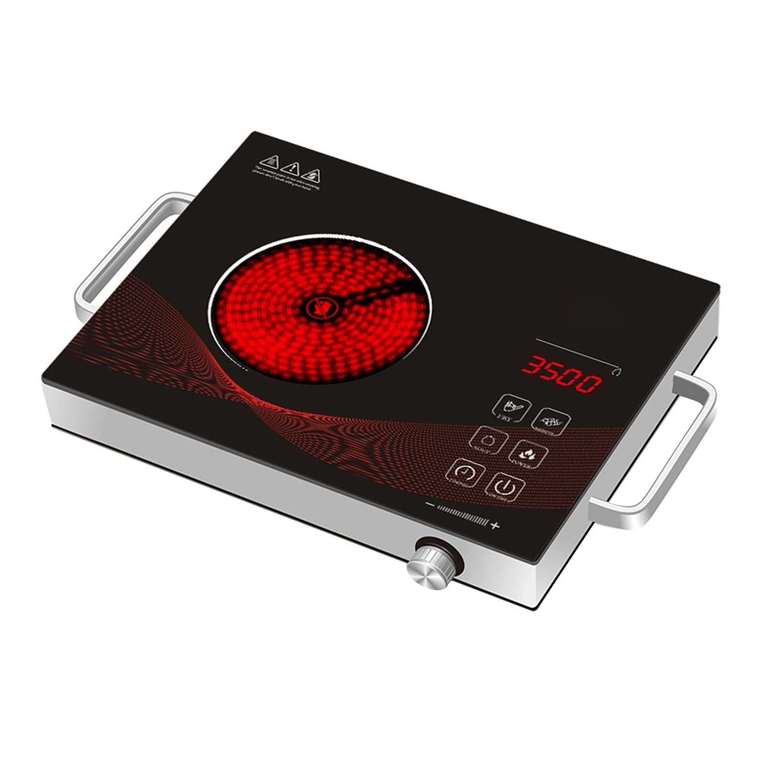 Portable Electric Hob Single Ceramic Burner, Infrared Cooktop, 2200W, 3-Hour Timer (UK Plug)