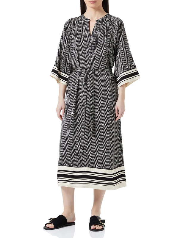 Part Two Women's Sarisa Casual Dress, Black Herringbone Print, 10