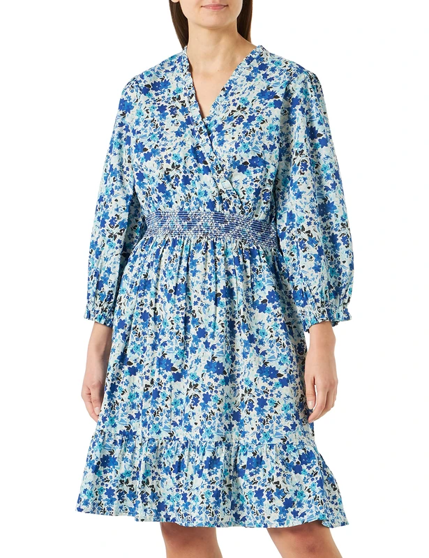 Part Two Women's Sabrinna Dress Casual, Blue Flower Print, 16