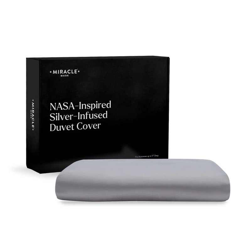 Miracle Made® Cooling Duvet Cover Stone, King/Cali King - Lyocell Silver-Infused Pet Hair Resistant Protector for Insert Comforter-Compatible w/Miracle Made Comforter