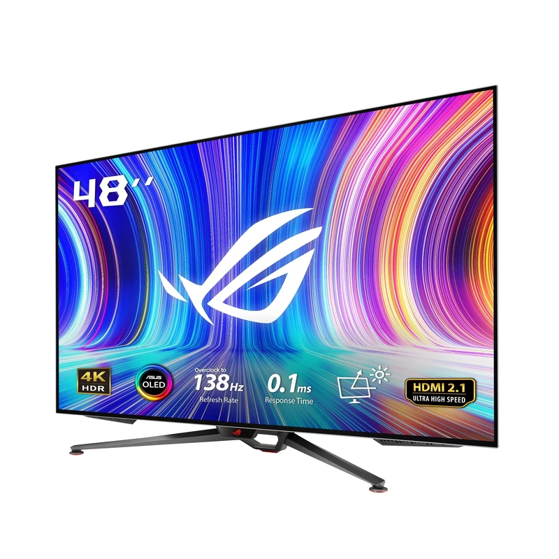 ASUS ROG Swift OLED PG48UQ gaming monitor – 47.5-inch 4K, OLED, 138Hz (OC), 0.1 ms(GTG), G-SYNC compatible, anti-glare, custom heatsink, uniform brightness, 98% DCI-P3, HDMI 2.1, DisplayPort 1.4