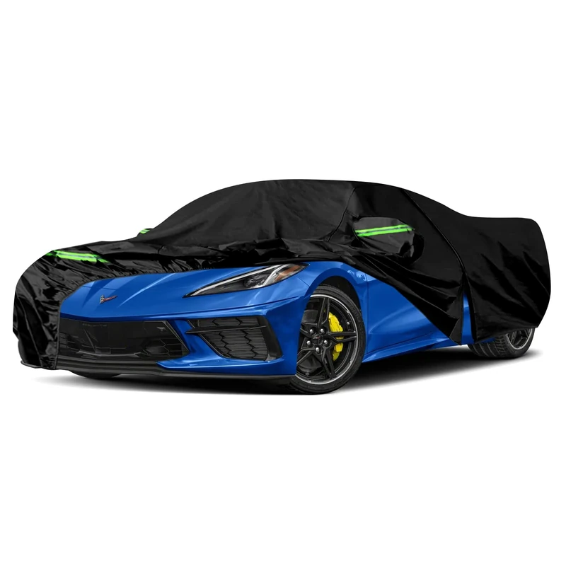 Waterproof Car Covers Replace for 2020–2022 Corvette C8, 6 Layers All Weather Custom-fit Car Cover with Zipper Door for Snow Rain Dust Hail Protection (C8)