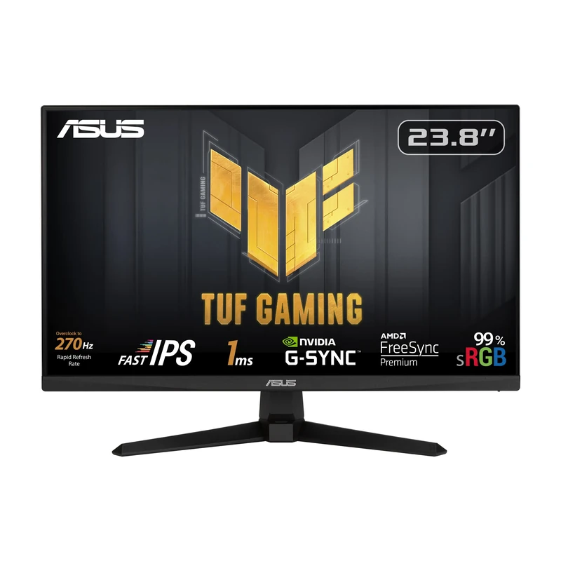 ASUS TUF Gaming VG249QM1A Gaming Monitor – 24 inch FHD (1920x1080), Fast IPS, overclocking 270 Hz (Above 144Hz, 240Hz), Extreme Low Motion Blur, 1ms (GTG), 99% sRGB, FreeSync Premium G-Sync compatible