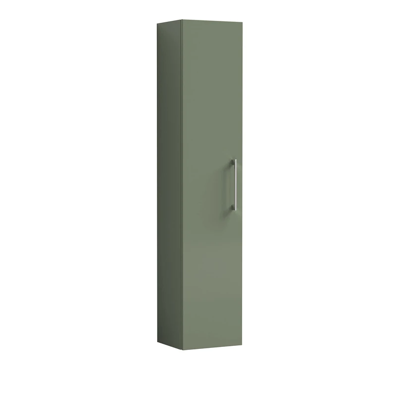 nuie MOE861 Arno Modern Bathroom Wall Hung Tall Unit with Single Soft Close Door, Satin Green