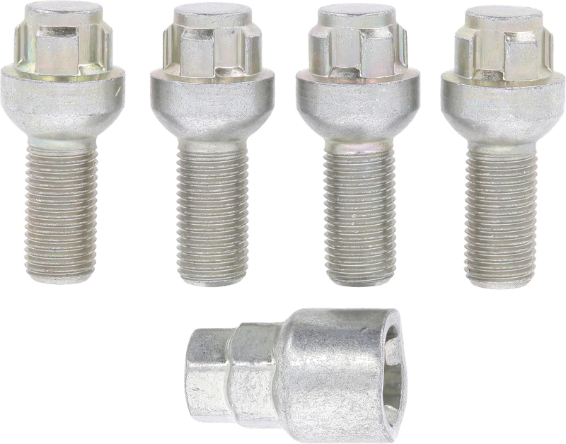 Restagraf - Set of 4 Locking Wheel Bolts - Ball Seat - Rim Lock Steel & Alloy - M14-1.50 X 28 mm - Ref. 188610