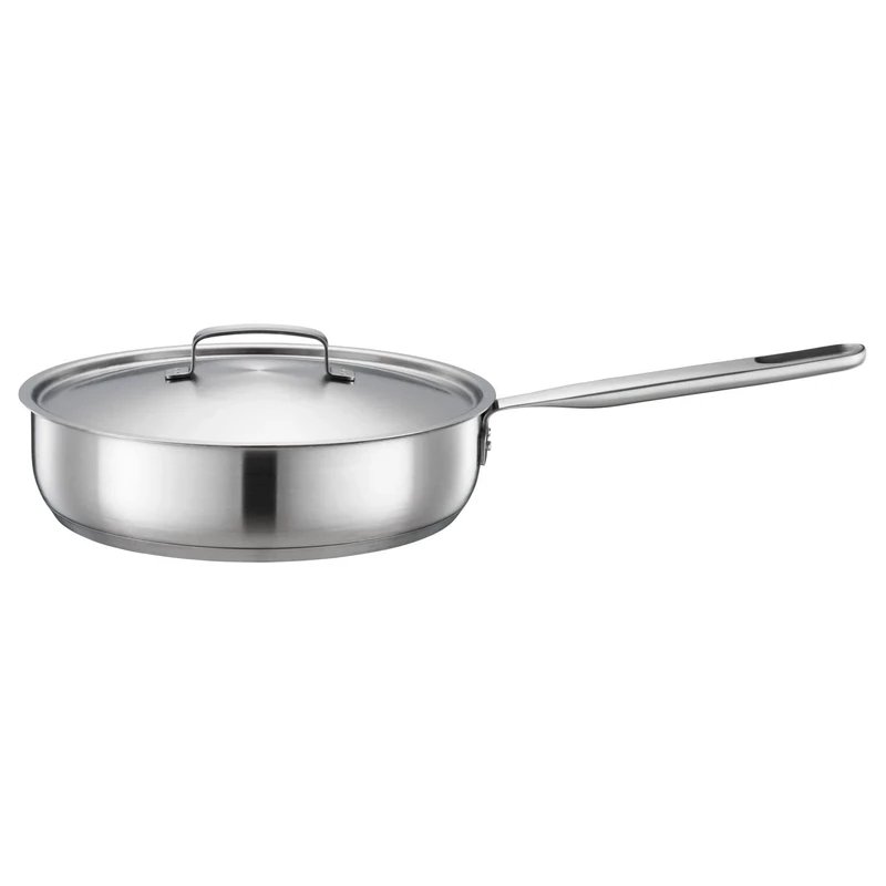 Fiskars sauté pan with lid, Ø 26 cm / 3.2 L, Coated pan, Suitable for All hobs, Recycled Stainless Steel, All Steel, Silver, 1064746
