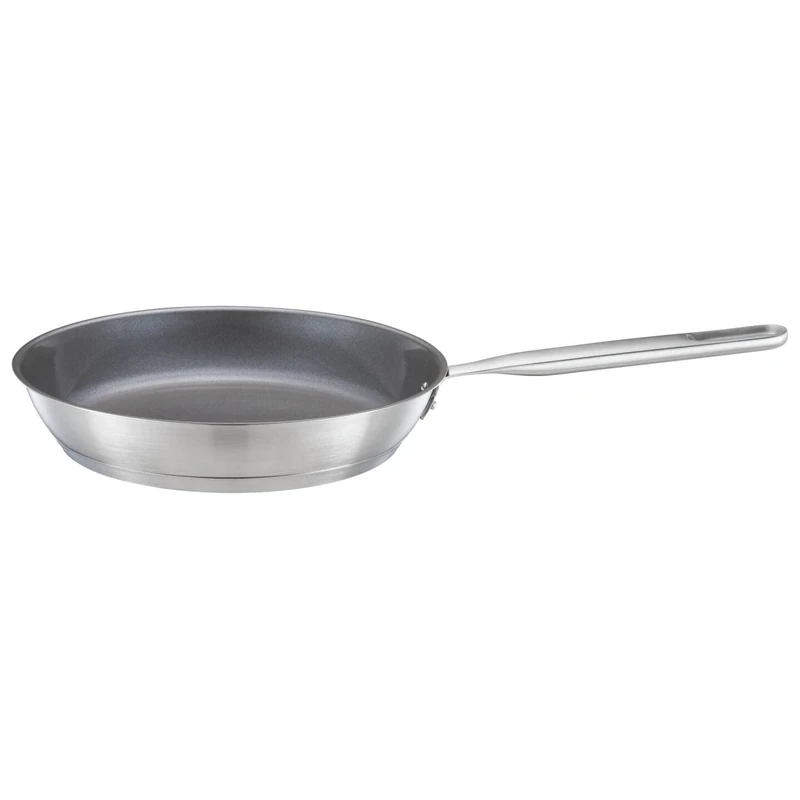 Fiskars frying pan, Ø 26 cm, Coated frying pan, Suitable for all hobs, Recycled stainless steel, All steel, Silver, 1064744