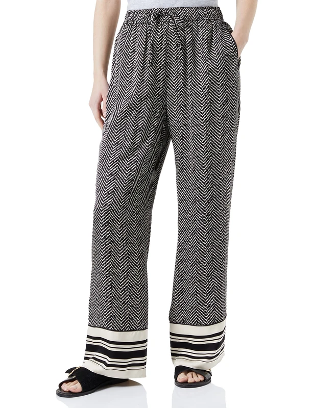PART TWO Women's Tiaras Pants, Black Herringbone Print, 40 - Image 1