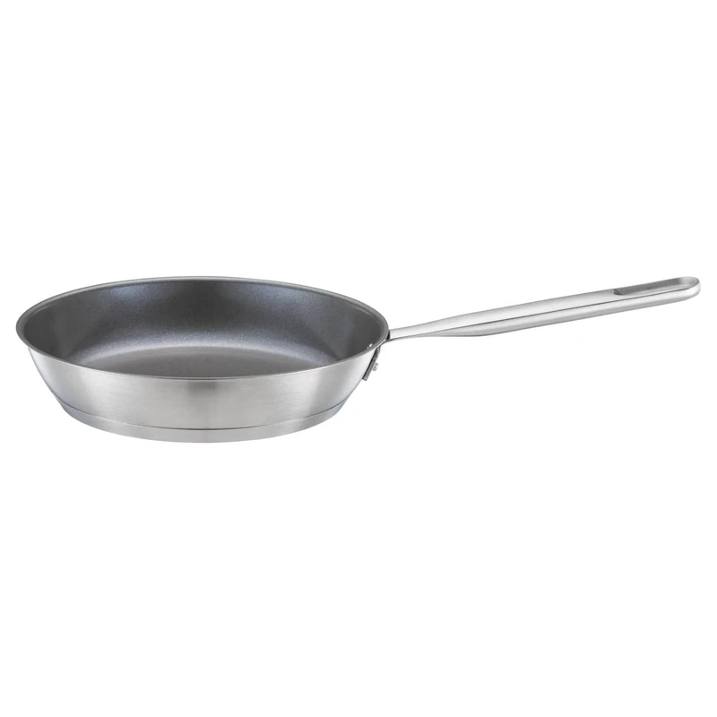 Fiskars frying pan, Ø 24 cm, Coated frying pan, Suitable for all hobs, Recycled stainless steel, All steel, Silver, 1064743
