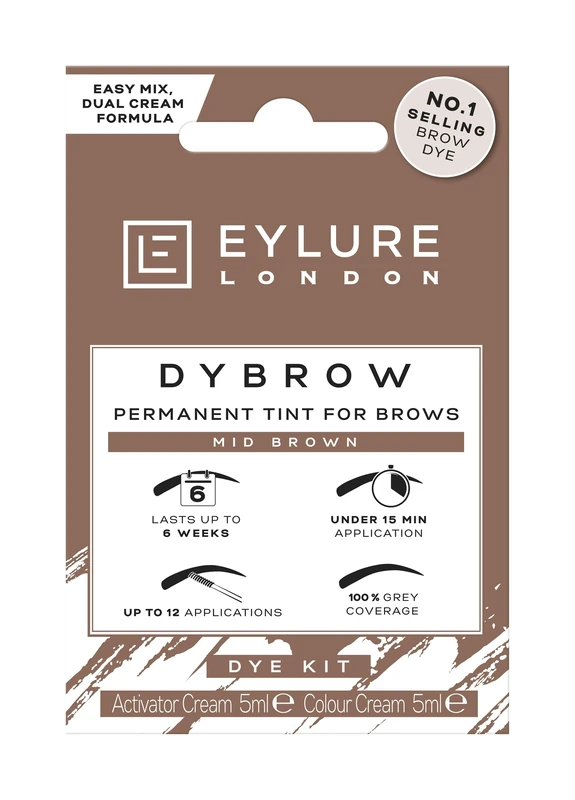 Eylure Dybrow Dye Kit - Mid Brown - Vegan 6 Week Brow Tint