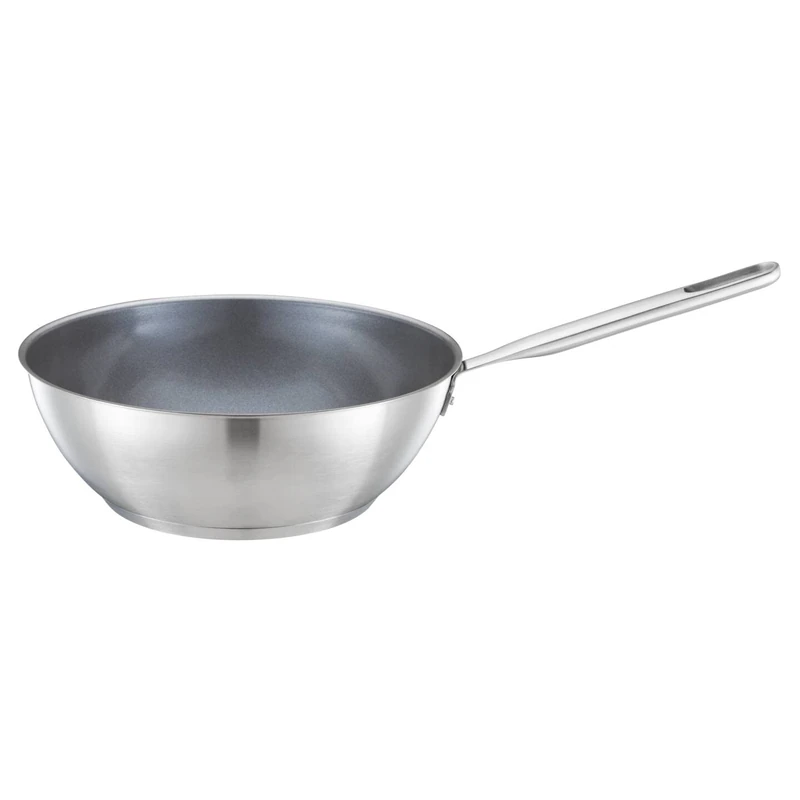 Fiskars wok pan, Ø 28 cm / 4.5 L, Coated pan, Suitable for all hobs, Recycled stainless steel, All steel, Silver, 1064747