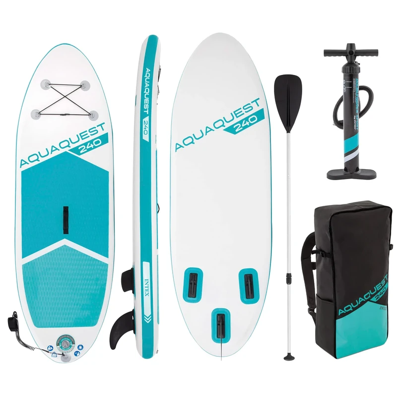 INTEX | Aqua Quest 240 Youth SUP | Inflatable Stand-Up Paddleboard | 244 cm x 76 cm x 13 cm | For ages 8+ weighing up to 90kg