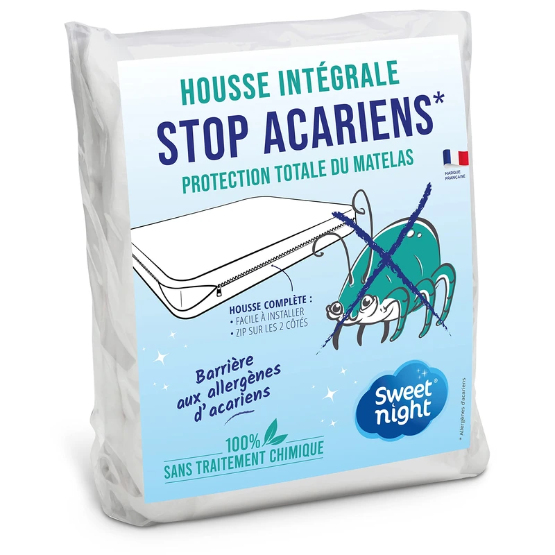 Sweetnight Full Mattress Cover 135 x 200 cm Bugs and Anti-Mite Protects Your Mattress Fully Zip No Chemical Treatment Depth up to 30 cm, White, 135 x 200 x 30 cm