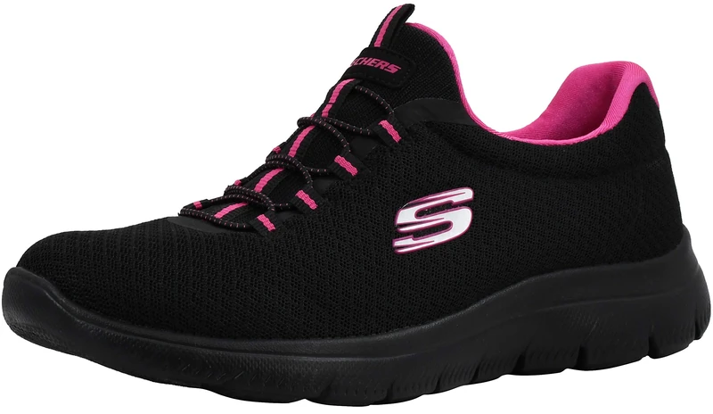 Skechers Women's Summits Sneaker, Black/Fuchsia, 4 UK Wide