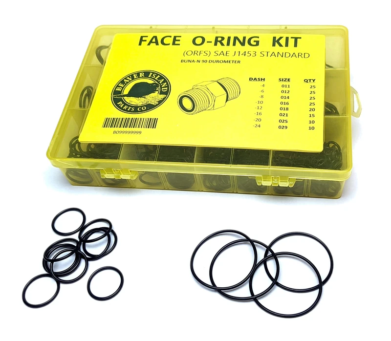 Hydraulic O-Ring Kit FACE ORFS Fittings 155 Pieces (8 Common Sizes) SAE Buna-N 90 Durometer - Image 1