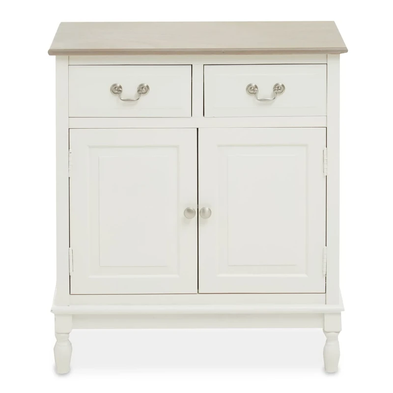 Premier Housewares Heritage 2 Drawer Sideboard Storage Cabinet With 2 Doors and 2 Drawers/Sideboards For Living Room Storage/Sideboard Storage Cabinet In Cream Dimensions W66 x D35 x H75cm