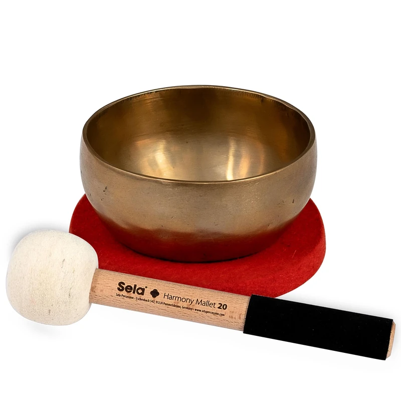 Sela 4.7-Inch Brass Tibetan Singing Bowl with Mallet and Bag for Meditation, Yoga, and Sound Massages-Helps to Relieve Stress, Deeply Relax, and Bring Harmony to Mind and Body. (SE260)