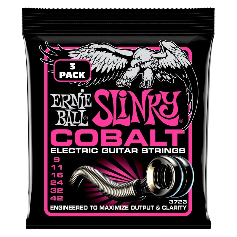 Ernie Ball Super Slinky Cobalt Electric Guitar Strings 3 Pack - 9-42 Gauge
