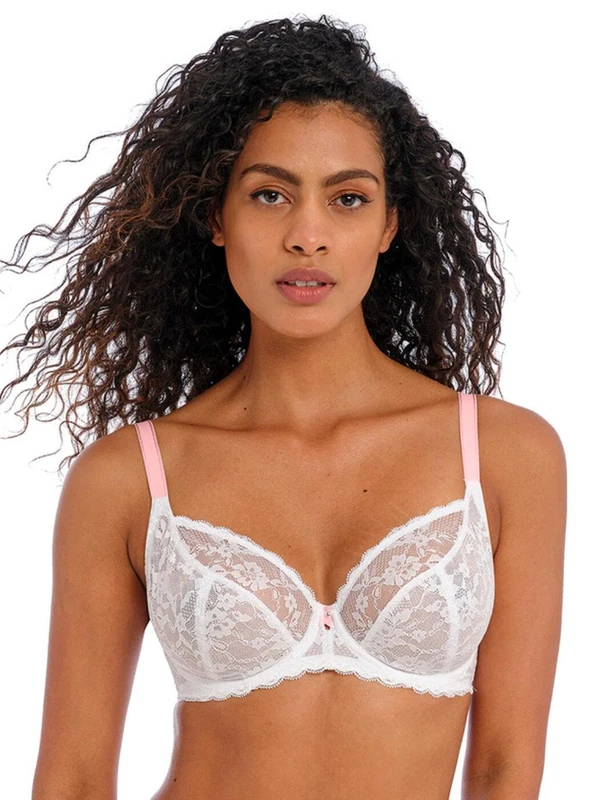 Freya Women's Offbeat Underwire Plunge Bra, White, 38E