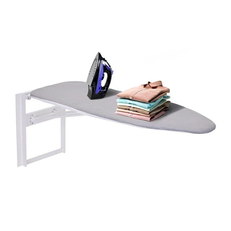 Ivation Wall-Mounted Ironing Board | Foldable 36.2” x 12.2”, Fold Down Ironing Station for Home, Apartment &, Easy-Release Lever, Removable Cotton Cover & Dorms, Mounting Hardware Included