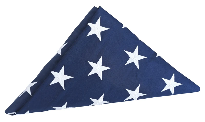 Memorial Flag 5x9.5 ft, 100% Cotton Made American US Burial Flag for Veteran Military, with Embroidered Stars, Sewn Stripes, 4 Rows of Lock Stitching, Brass Grommets, Heavy Duty USA Burial Casket - Image 1