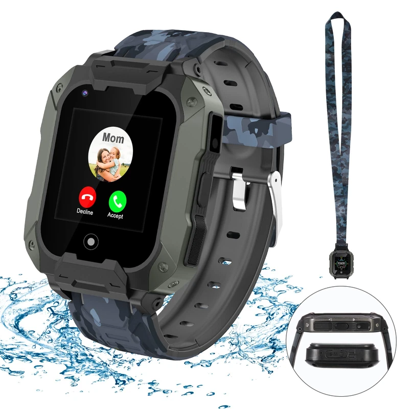 LiveGo Smart Watch for Children, 4G Safe Smartwatch with Removable Case, GPS Tracker, SOS Call, Camera WiFi for Children, Students Aged 4-12, Birthday Gifts, School Day (T28 Black) - Image 1