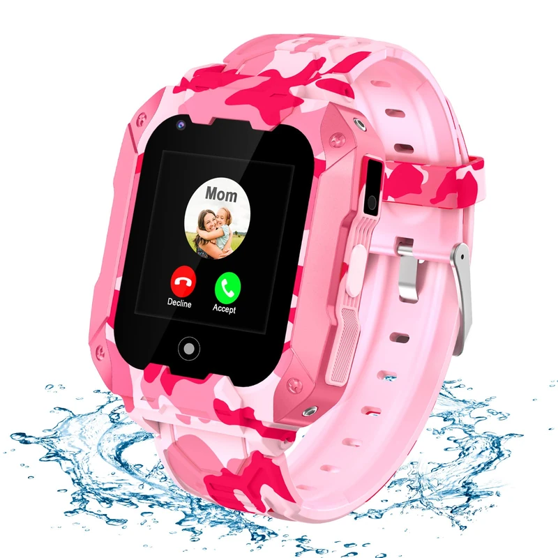 LiveGo Smart Watch for Children, 4G Safe Smartwatch with Removable Case, GPS Tracker, SOS Call, Camera WiFi for Children, Students Aged 4-12, Birthday Gifts, School Day (T28 Pink)