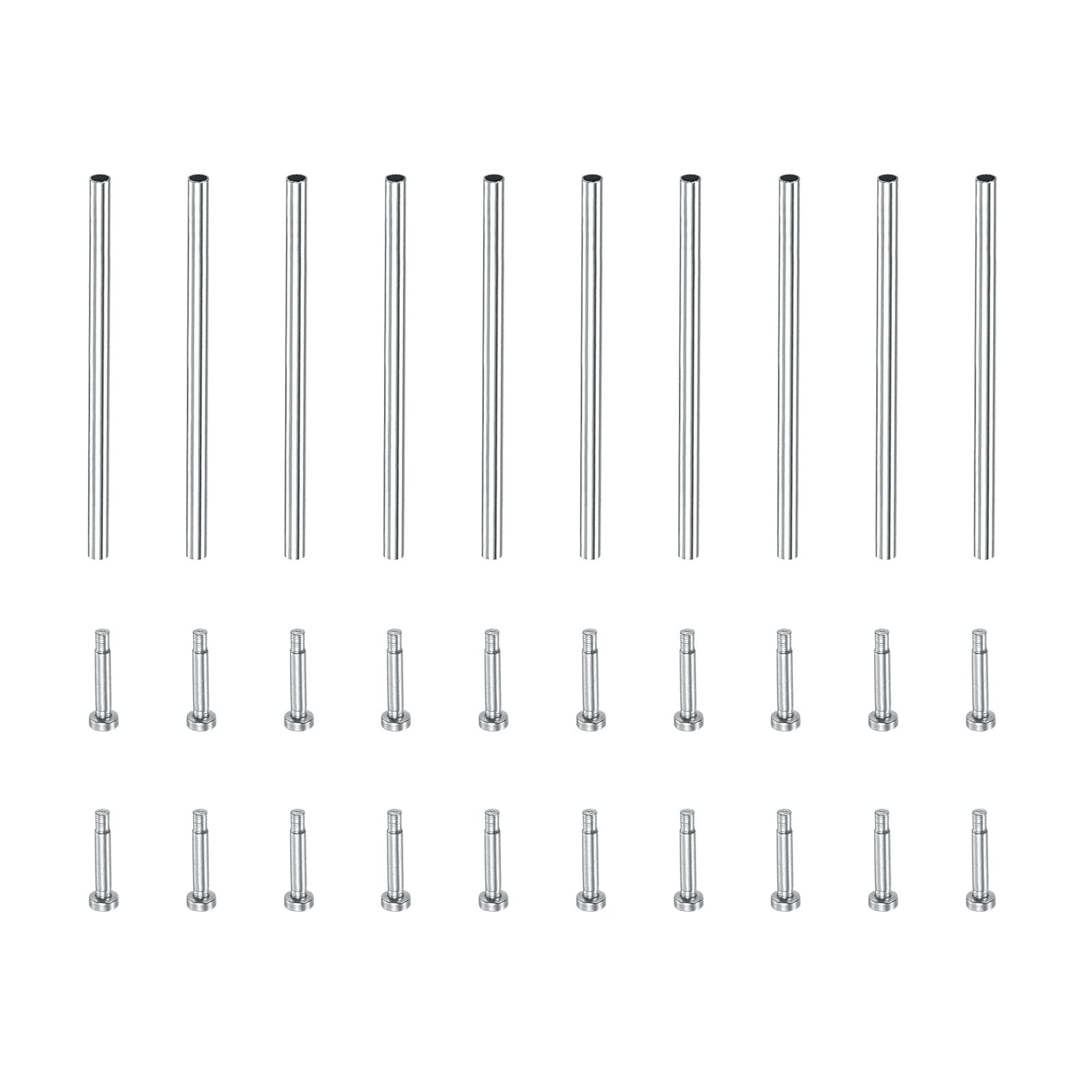 sourcing map 25x1mm Stainless Steel Tube Friction Pins Watch Strap Pressure Bars Pin with Rivet Ends Band Clasp Buckle 10Pcs