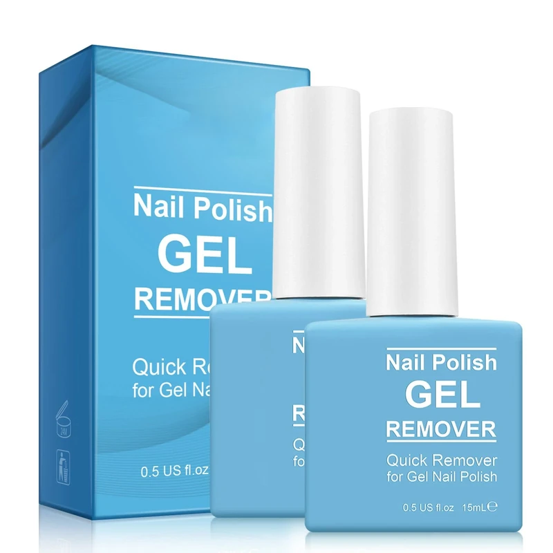 Gel Nail Polish Remover 2 pack, Professional Nail Varnish Remover, Easily & Quickly Remove Soak Off Gel Polish, Doesn't Hurt Nails, for UV Plastic Nails, Acrylic Nails, Natural Nails Blue