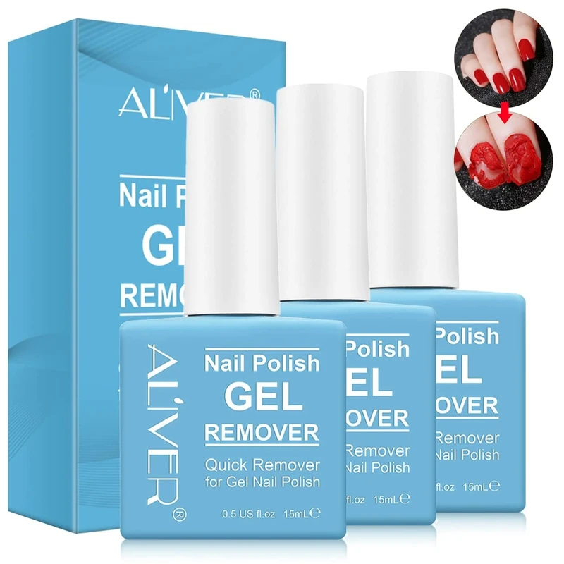 Gel Nail Polish Remover 3 pack, Professional Nail Polish Remover, Easily & Quickly Remove Soak Off Gel Polish in 3-5 Minutes, Doesn't Hurt Nails Blue