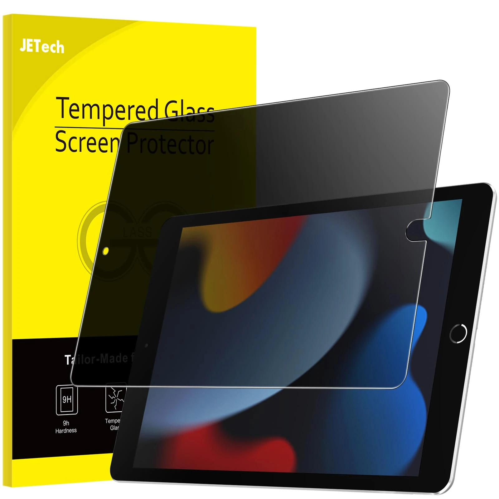 JETech Privacy Screen Protector for iPad 10.2-Inch (9th/8th/7th Generation, 2021/2020/2019), Anti-Spy Tempered Glass Film, 1 Pack