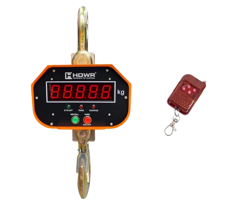 Industrial Scale, Hook Scale 10t, 22000 lb, Remote Control included, Professional, Five-Digit Display, Measurement Accuracy +/- 5000 g/11 lb, HDWR wagPRO-H10T