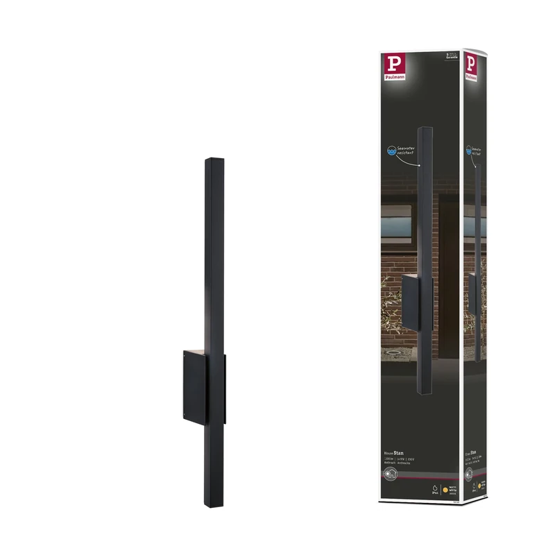 Paulmann 94743 LED outdoor luminaire wall luminaire Stan seawater resistant IP44 600mm 3000K 9W 220lm 230V anthracite aluminium warm white