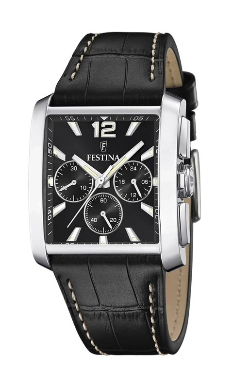 Festina Men's Analogue Watch with Leather Strap, Black, Classic