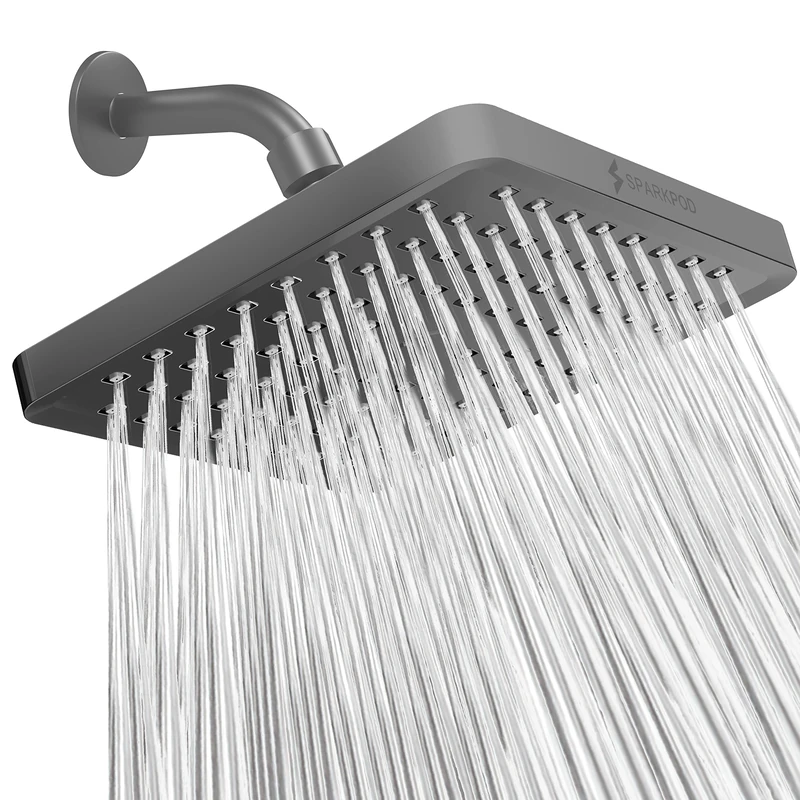 SparkPod 20 cm Square Fixed Shower Head - Titanium Grey