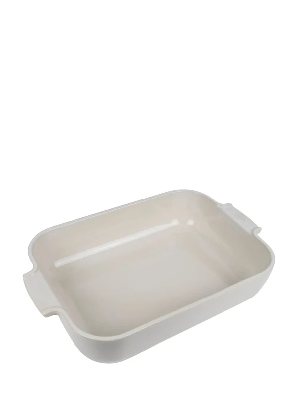 PEUGEOT - Rectangular Ceramic Baking Dish - 36 cm (including handles) x 22 cm x 6.8 cm - Capacity: 3.8 L - 6-7 Servings - 10 Year Guarantee - Made In France - Ecru Colour