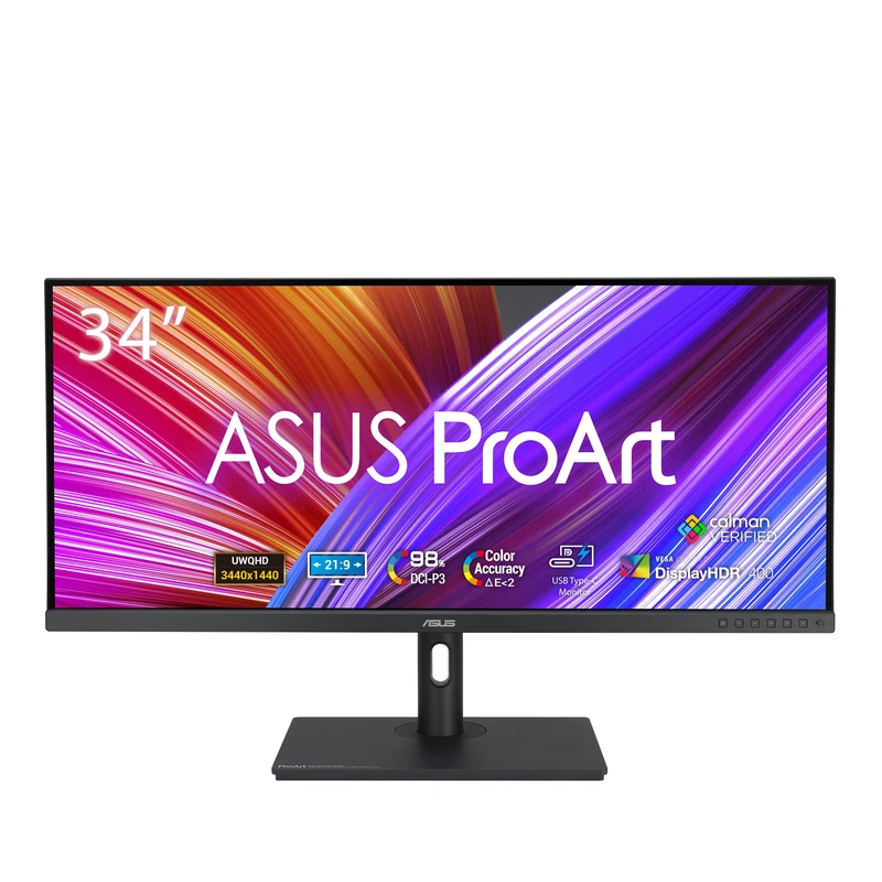 ASUS ProArt Display PA348CGV Professional Monitor – 34-inch, IPS, 21:9, UWQHD (3440 x 1440), Color Accuracy ΔE < 2, Calman Verified, 98% DCI-P3, USB-C, 120Hz, FreeSync Premium Pro, Ergonomic Stand