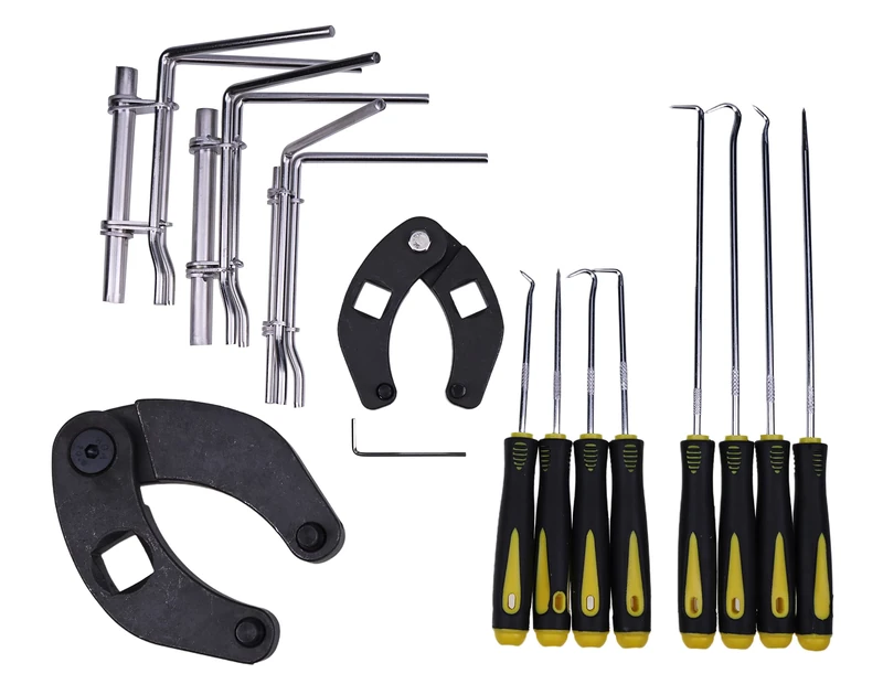 JEENDA Hydraulic Cylinder 3/4" and 1/2" Adjustable Gland Nut Wrench, 8PCS Install Tool Set, 3PCS Piston Rod Seal U-Cup Installation Tool Kit Set Universal J05321 Hydraulic Cylinder Tools