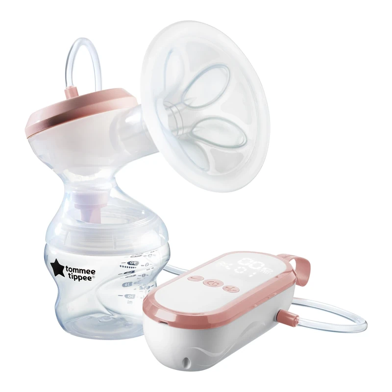 Tommee Tippee Made for Me Single Electric Breast Pump, Portable, Quiet, Massaging Silicone Cup, 5 Massage and 9 Express Modes, USP Rechargeable, 150ml Baby Bottle Included